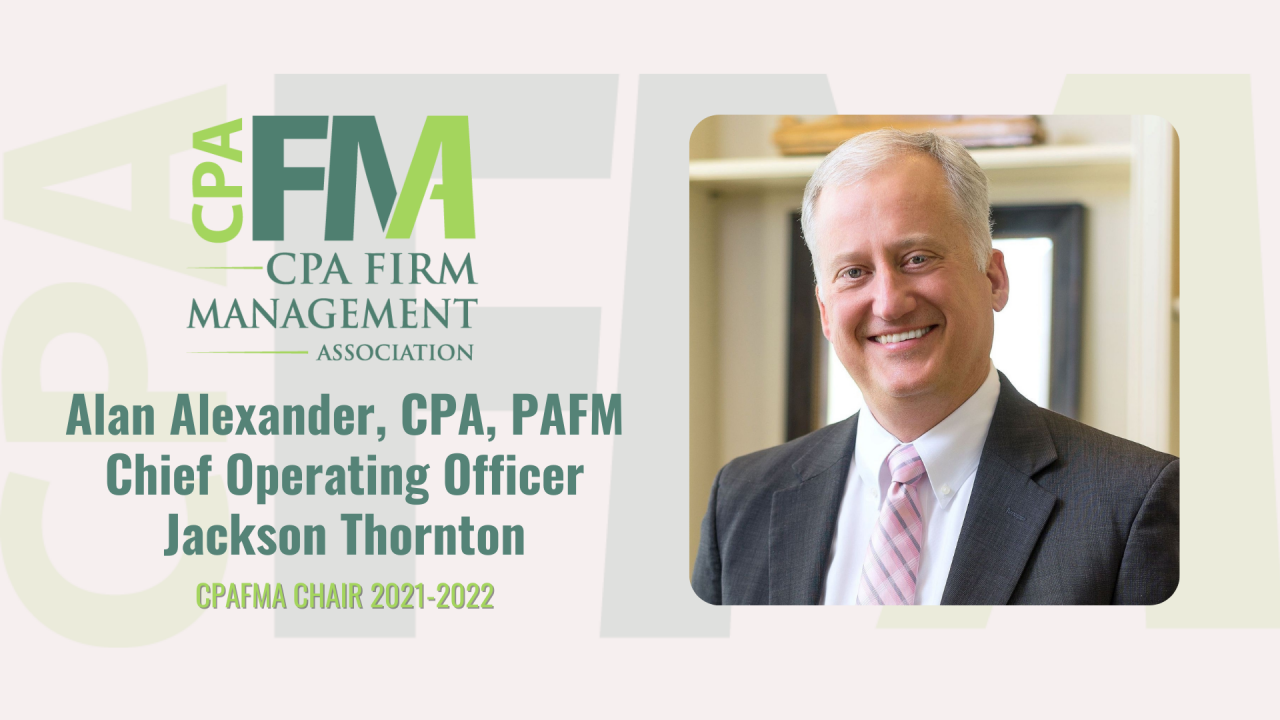 Jackson Thornton's Alexander Named Chair of CPA Firm Management Association