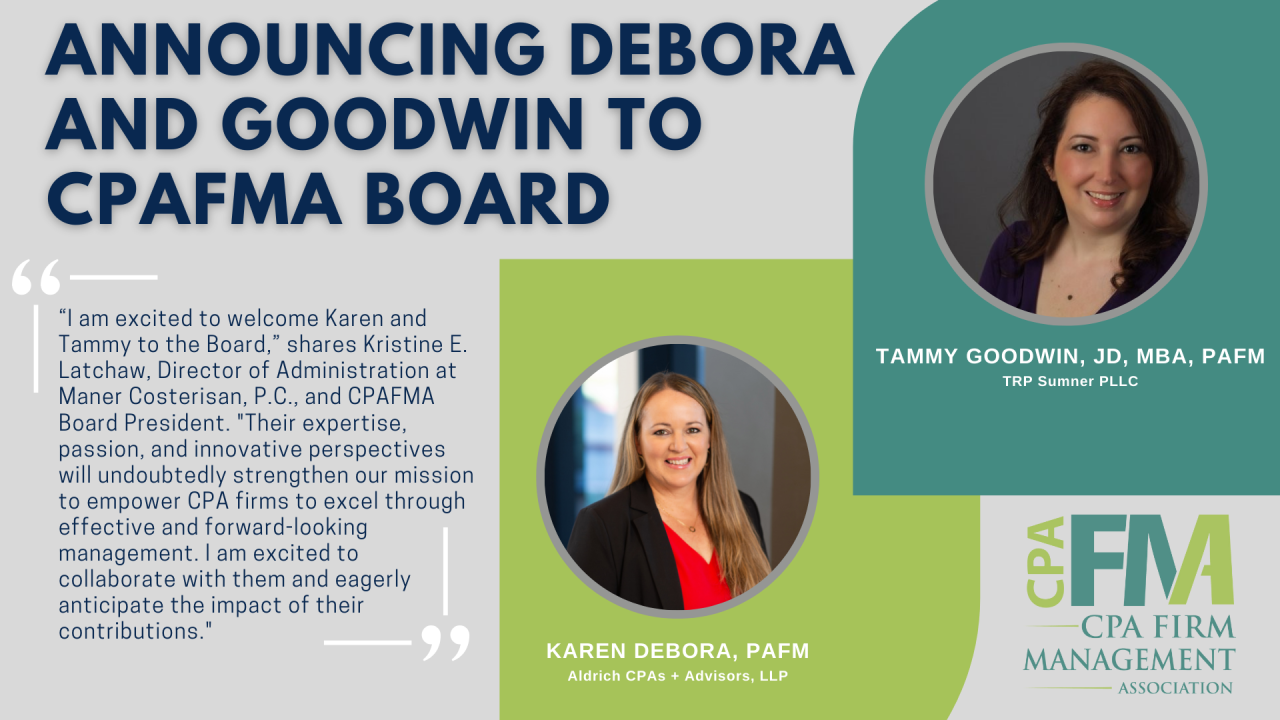 CPAFMA Announces DeBora and Goodwin to Board