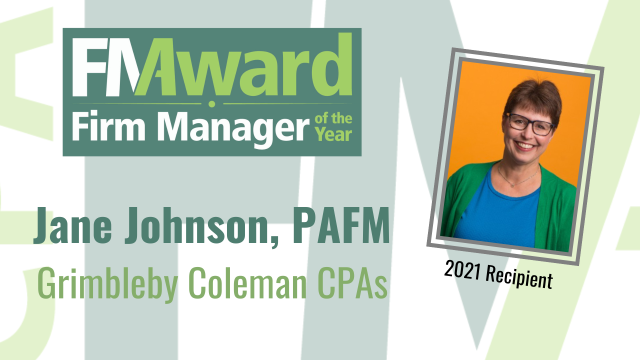 CPAFMA Recognizes 2021 Firm Manager of the Year