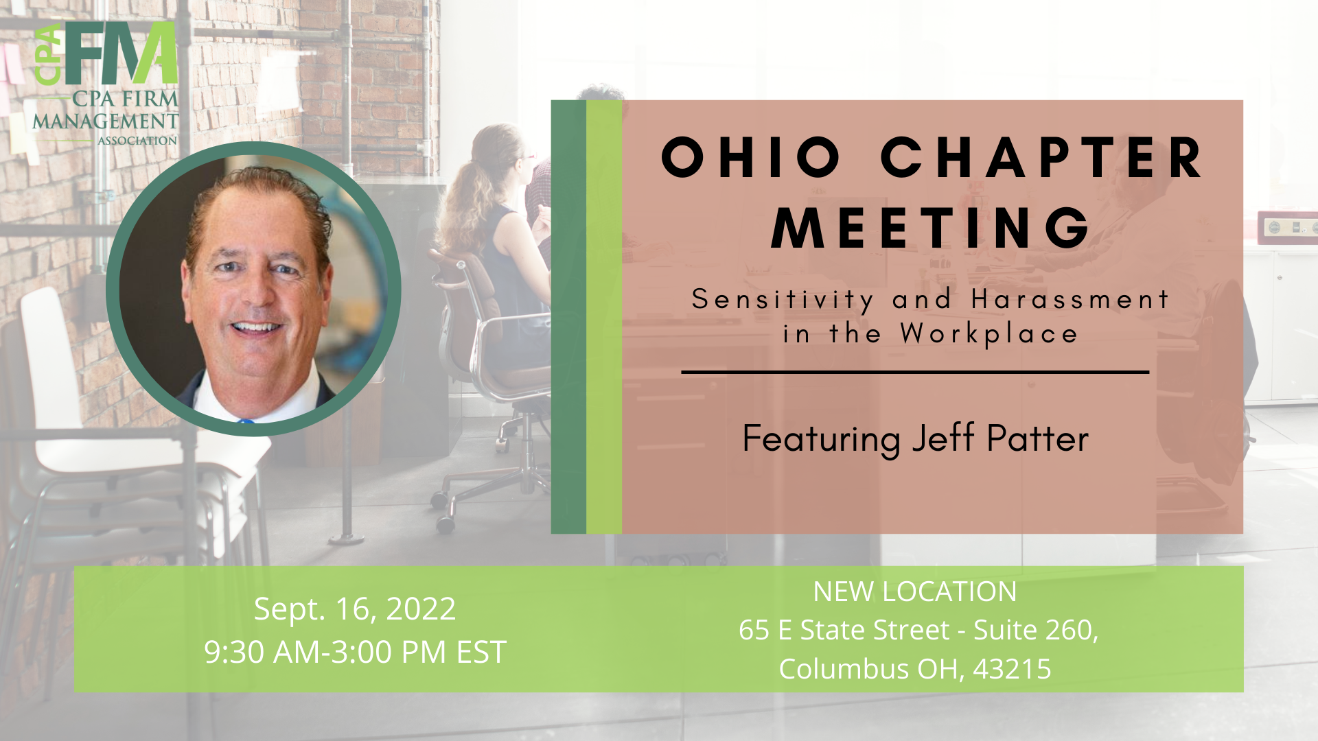 Ohio Chapter Meeting: Sensitivity and Harassment in the Workplace Featuring Jeff Patter
